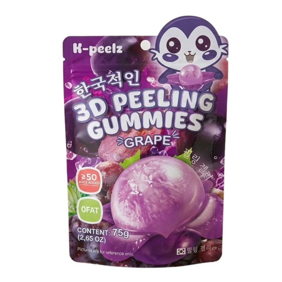 K-peelz 3D Peeling Gummies Grape, caramelle gommose al gusto di uva da 75g.