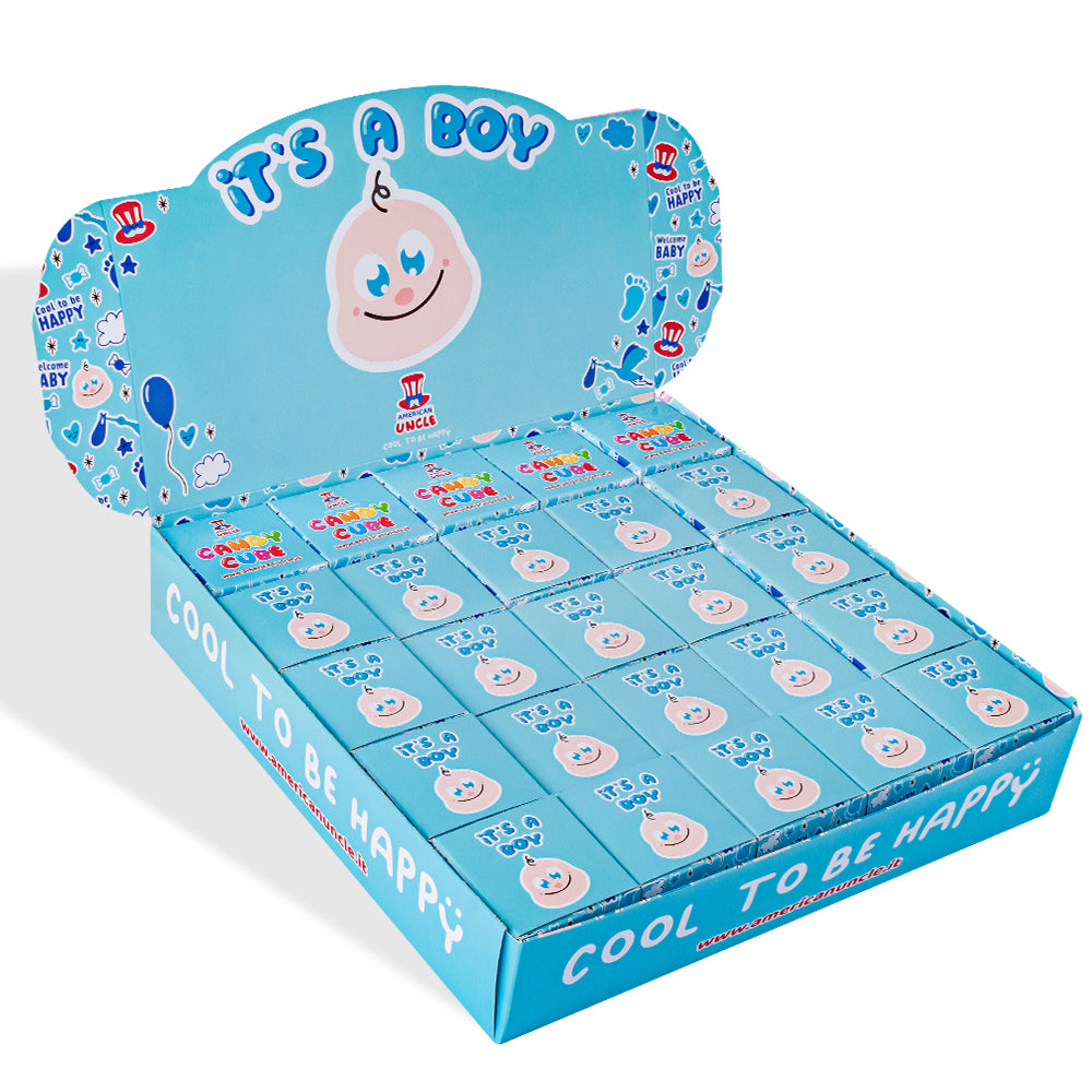 Candy Cube Kit “It’s a boy”, cajitas de caramelos gomosos de 50g ideales para el baby shower o nacimiento (25, 50 o 75 uds) 