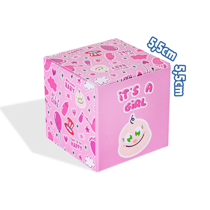 Candy Cube Kit “Es una niña”, cajitas de caramelos gomosos de 50g ideales para el baby shower o nacimiento (25, 50 o 75 pz) 