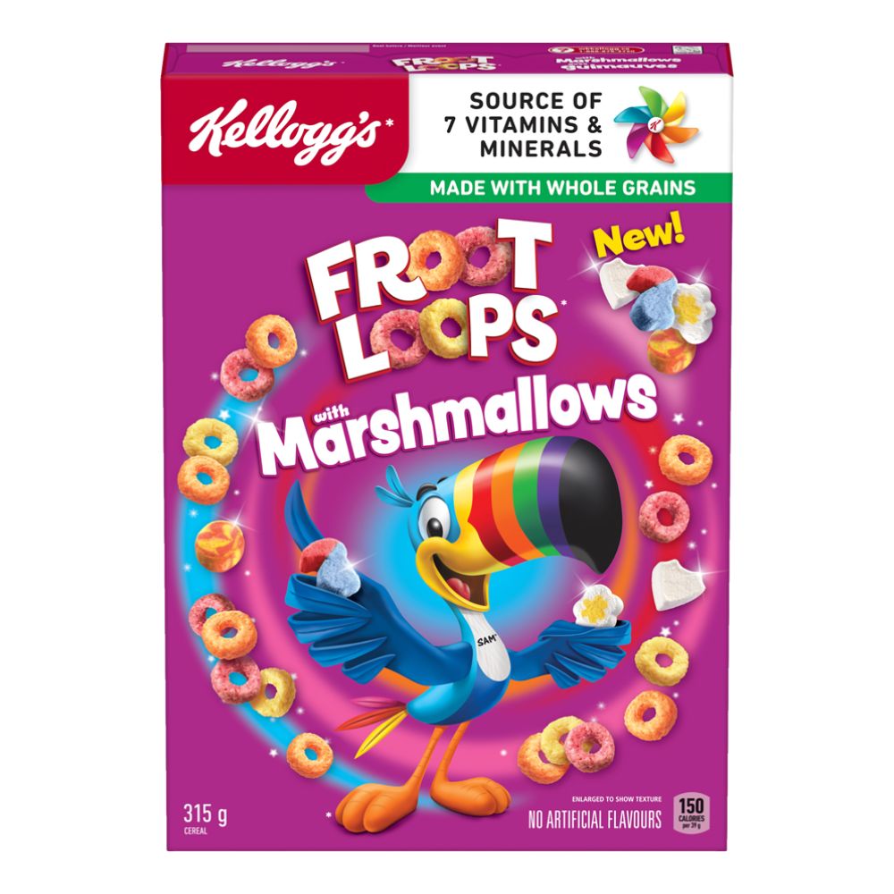 Kellogg's Froot Loops Marshmallows, cereales con malvaviscos de 315g 