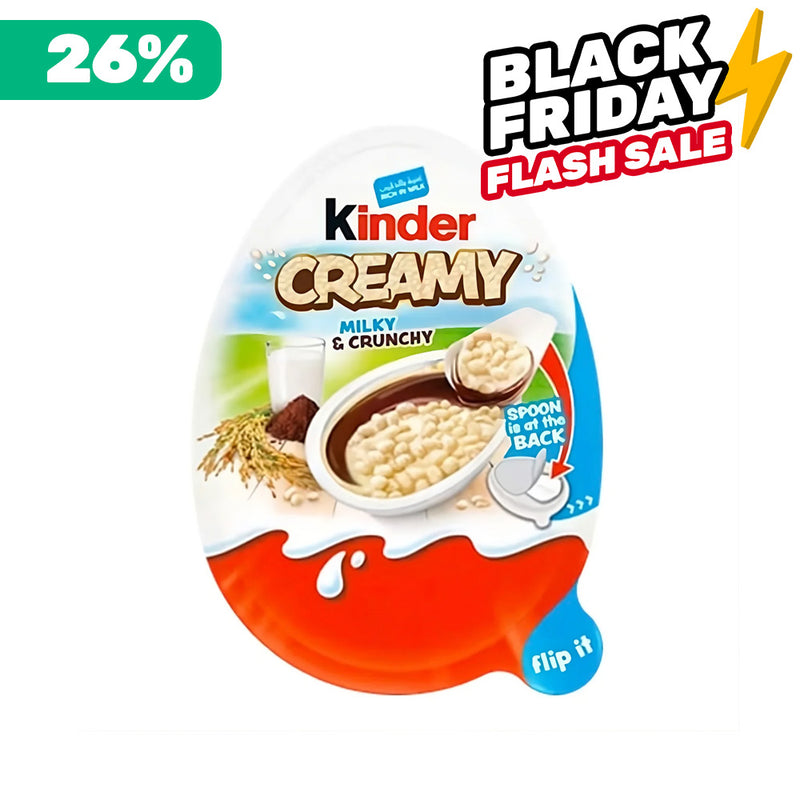 Kinder Creamy Milky & Crunchy, chocolate Kinder con crema de leche y arroz inflado de 19g