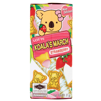 Confezione da 37g, biscotti al gusto di fragola Lotte Koala's.