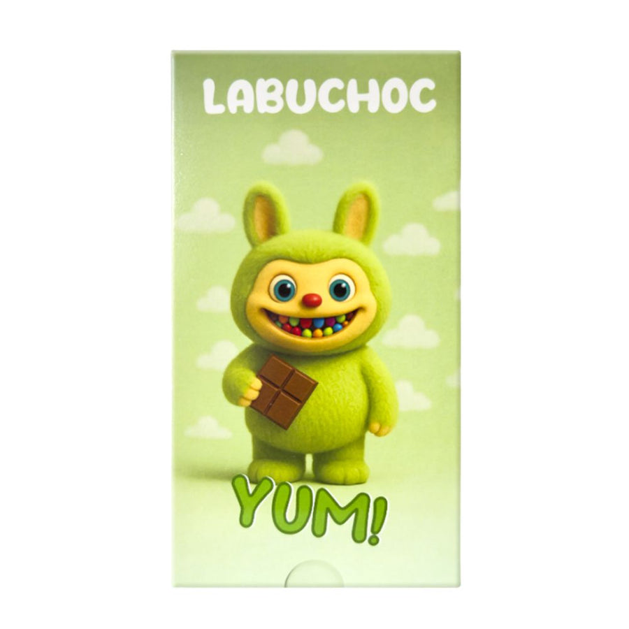 Labuchoc Chocolate Pistachio Cream, Labubu di cioccolato al latte con ripieno di crema al pistacchio e zucchero frizzante da 75g