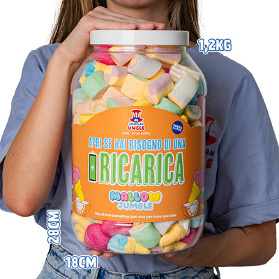 Mallow Jumble "Abre si necesitas un recarga", frasco de marshmallows para combinar con tus sabores favoritos