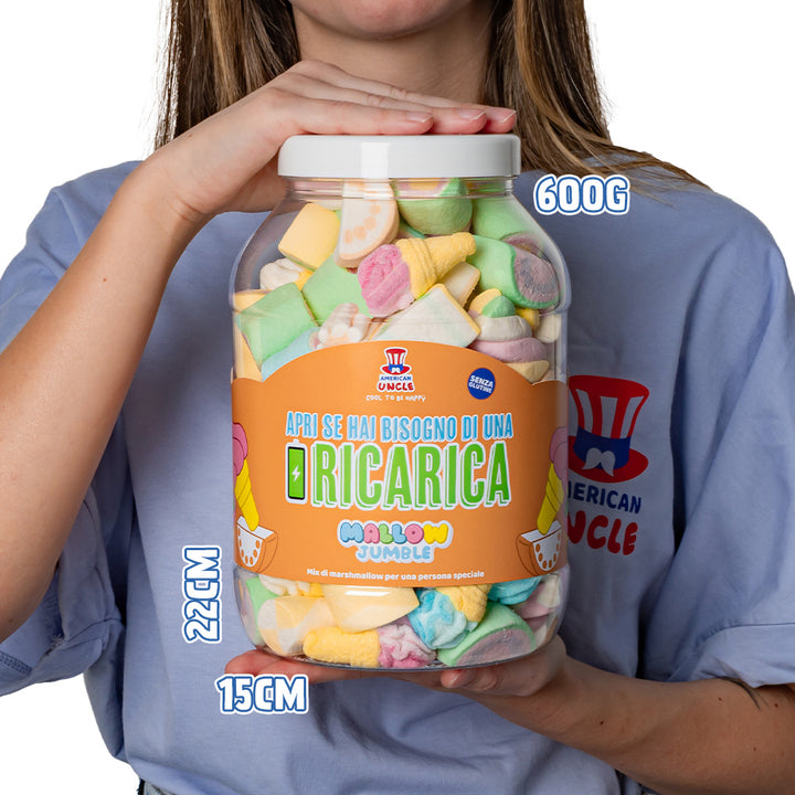 Mallow Jumble "Abre si necesitas una recarga", frasco de marshmallow para componer con tus sabores favoritos 