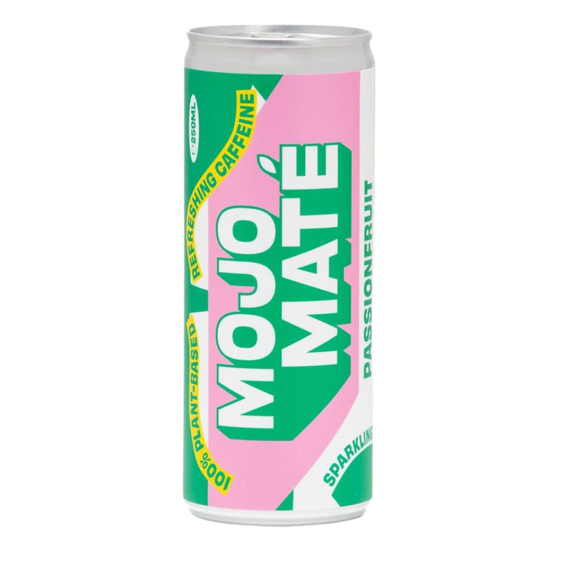 Confezione da 250ml di bevanda al gusto di mate e frutto della passione Mojo.