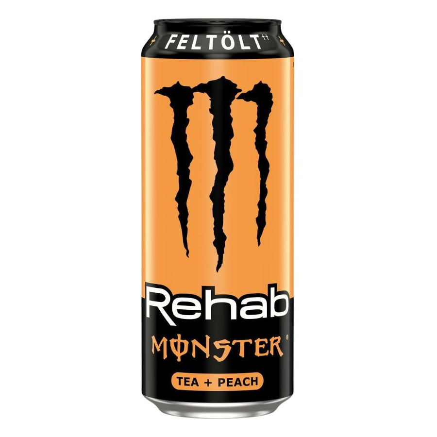 Confezione da 500ml, bevanda energetica al gusto di pesca Monster.