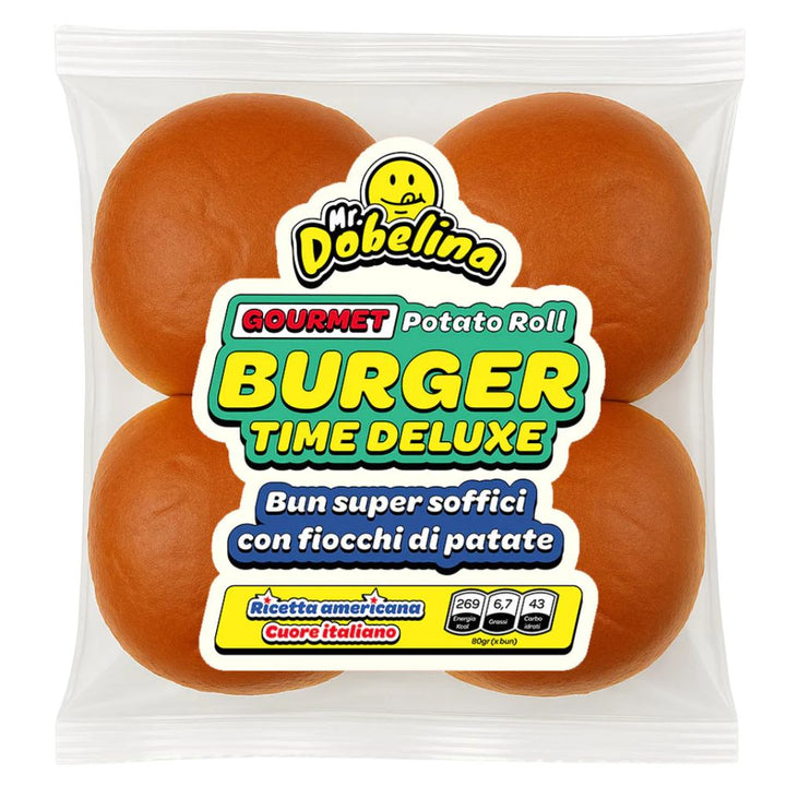 Burger Gourment Potato Roll, 4 bun super soffici con fiocchi di patate da 80g