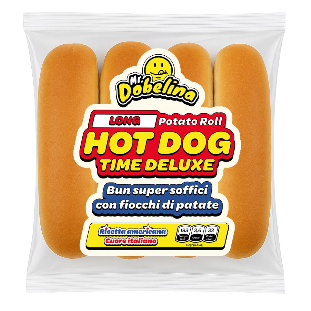 Hot Dog Potato Roll, 4 panecillos de patata para hot dog de 60g 
