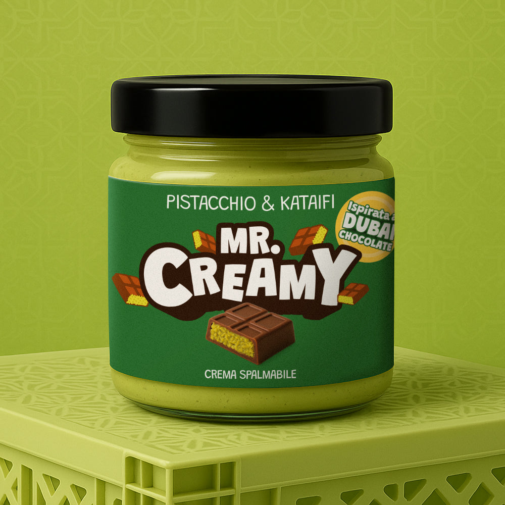 Confezione da 200g di crema spalmabile pistacchio e kataifi Mr. Creamy