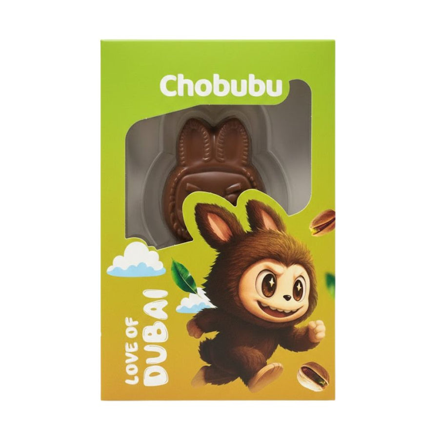 Noesis Chobubu Love de Dubái, chocolate con leche con pistachos y hilos de masa tostada de 75g.