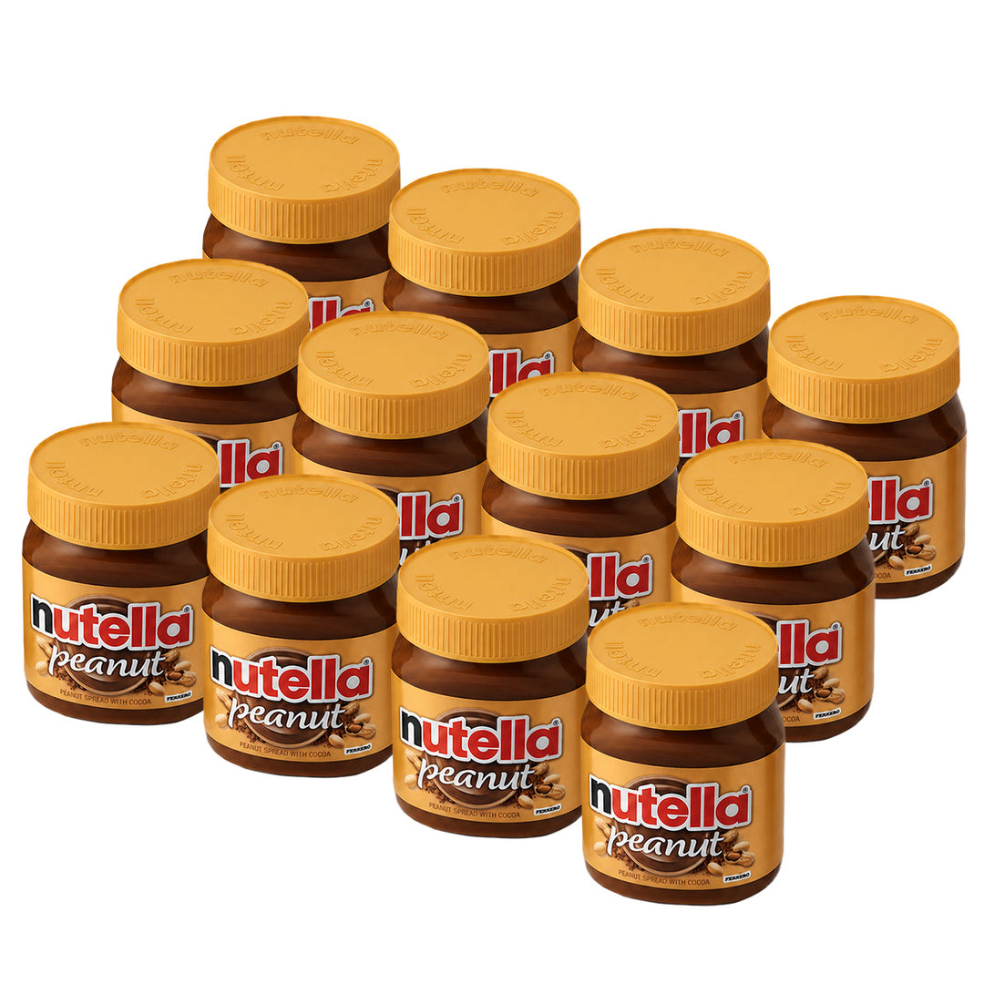 Nutella Peanut, crema spalmabile al cacao, nocciole e arachidi da 371g, set da 12