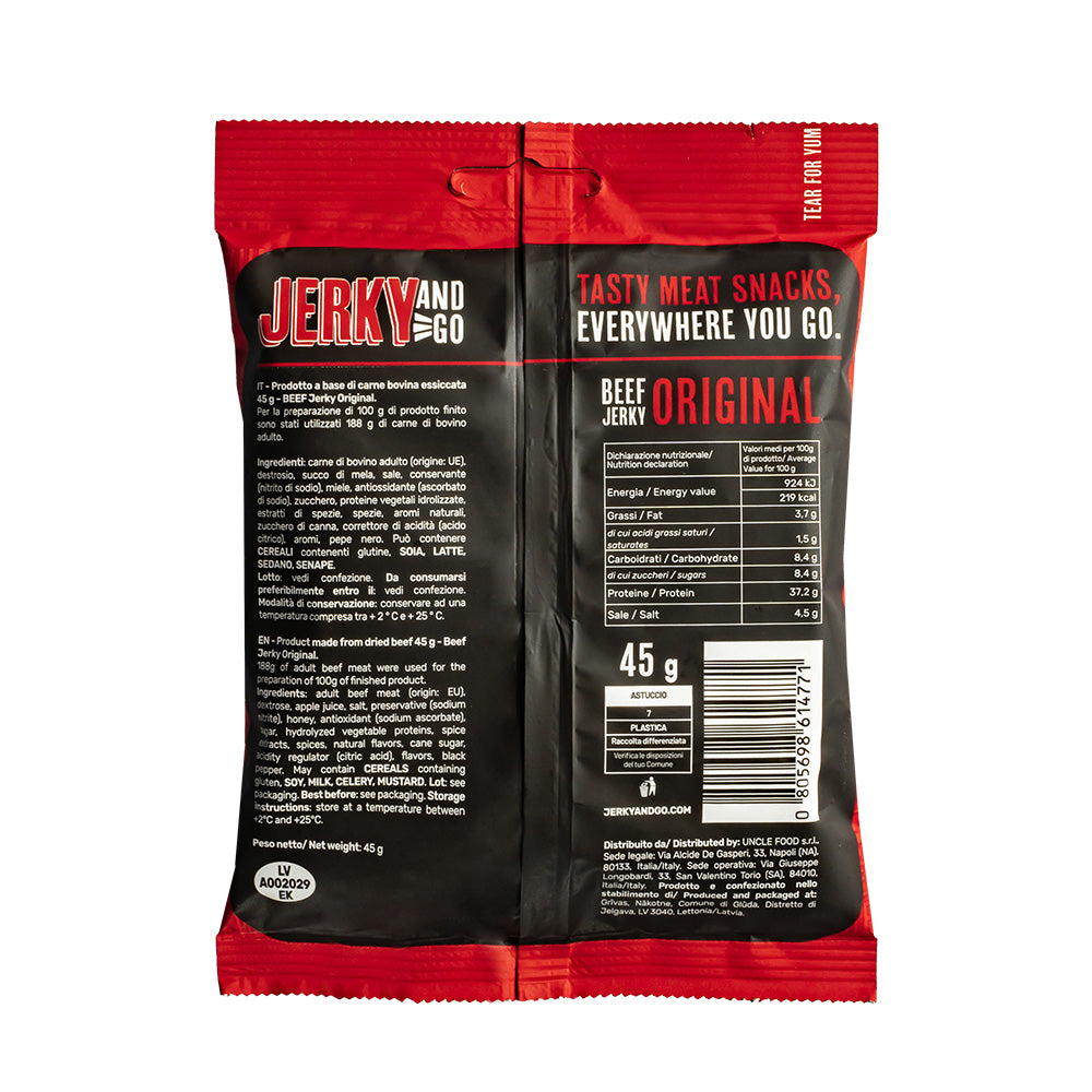 Jerky and Go Beef Jerky Original, carne seca de res de 45g 