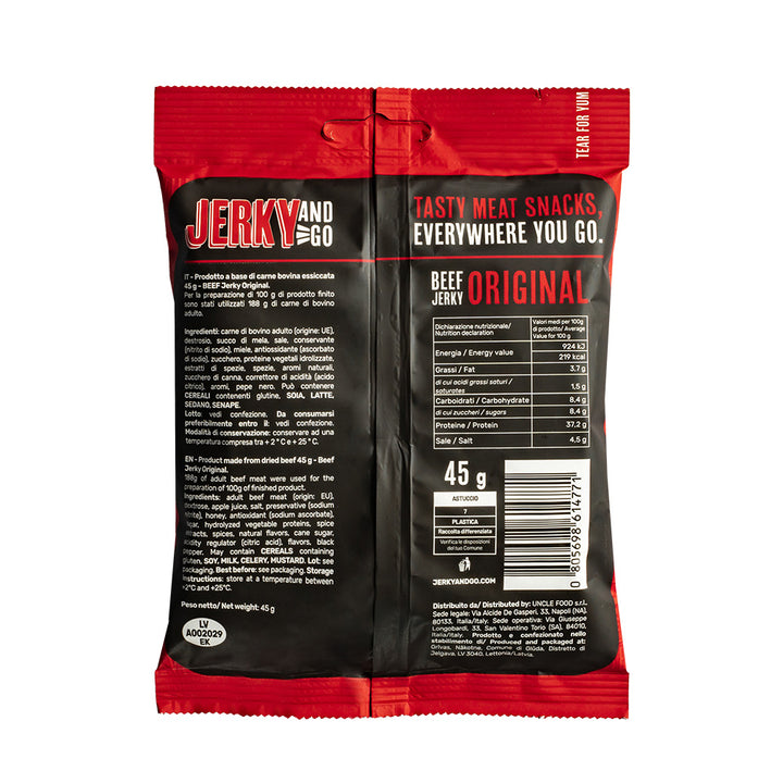 Jerky and Go Beef Jerky Original, carne seca de res de 45g 