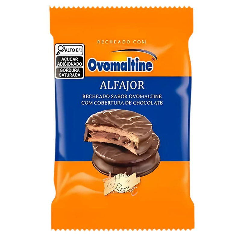 Ovomaltine Alfajor, galleta crujiente cubierta de chocolate y rellena de crema con sabor a Ovomaltine de 40g 