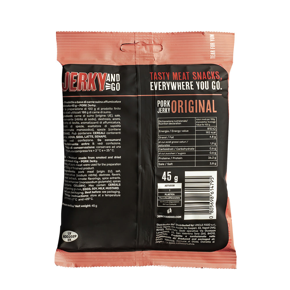 Jerky and Go Pork Jerky Original, carne seca de cerdo de 45g 