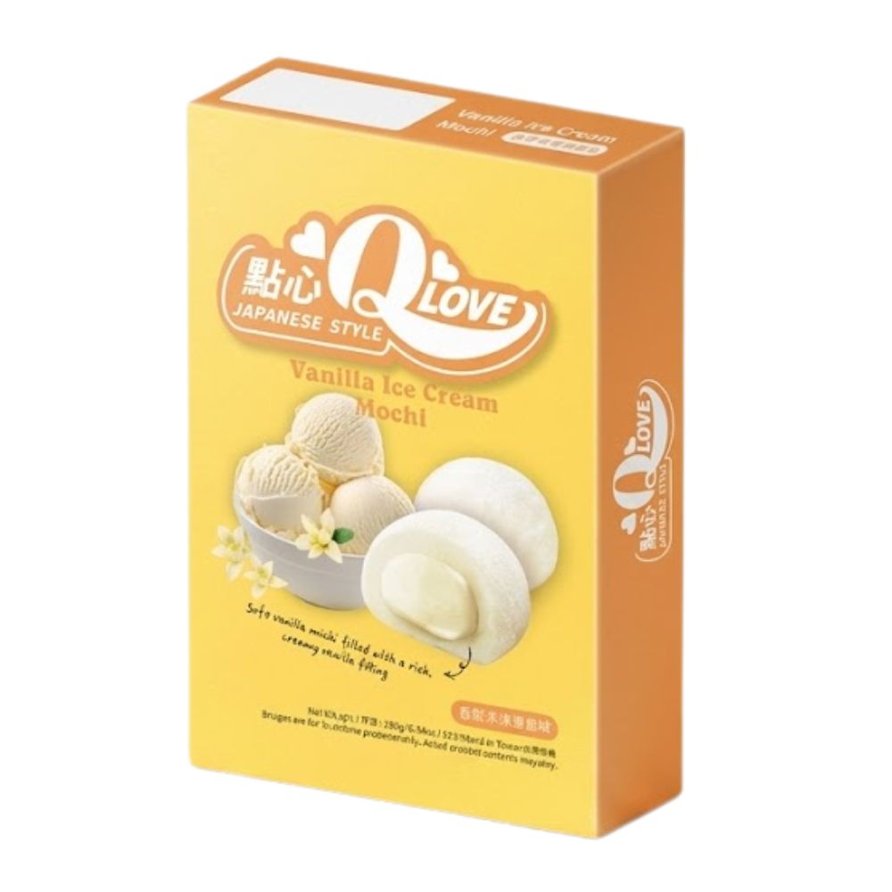 QLove Mochi de helado de vainilla, mochi con sabor a vainilla de 180 g 