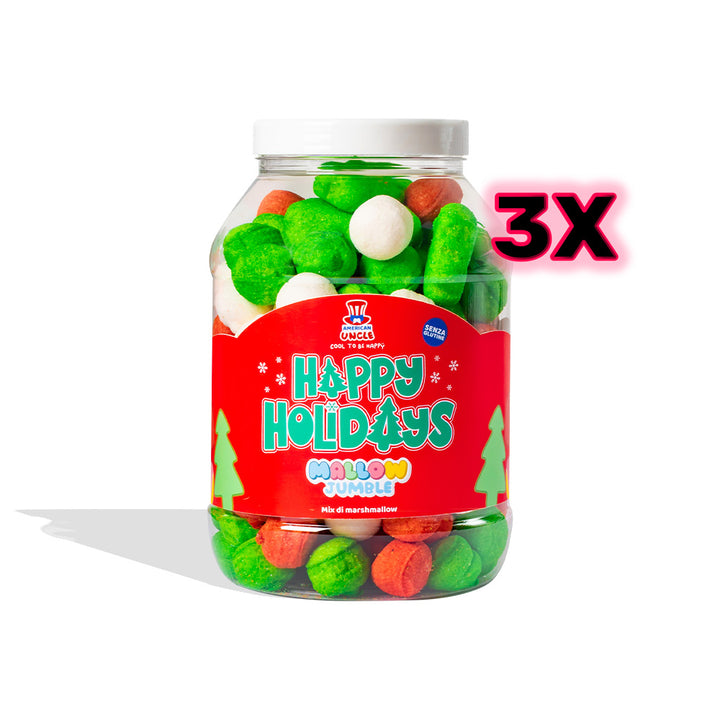 3x Mallow Jumble “Felices Fiestas”, 3 tarros de marshmallow para componer con tus sabores preferidos 