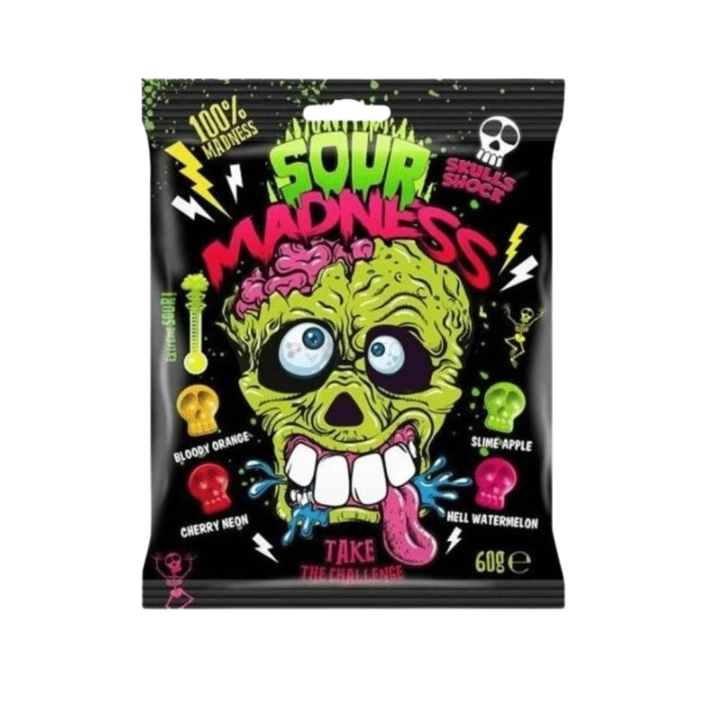Sour Madness, caramelos duros con sabor a fruta sour de 60 gr 