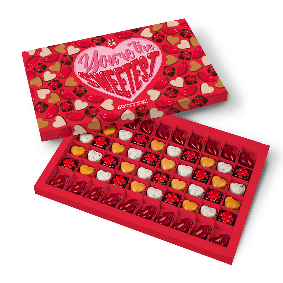 Caja de chocolates “Eres el más dulce”, box de 600 g con 60 chocolates surtidos 
