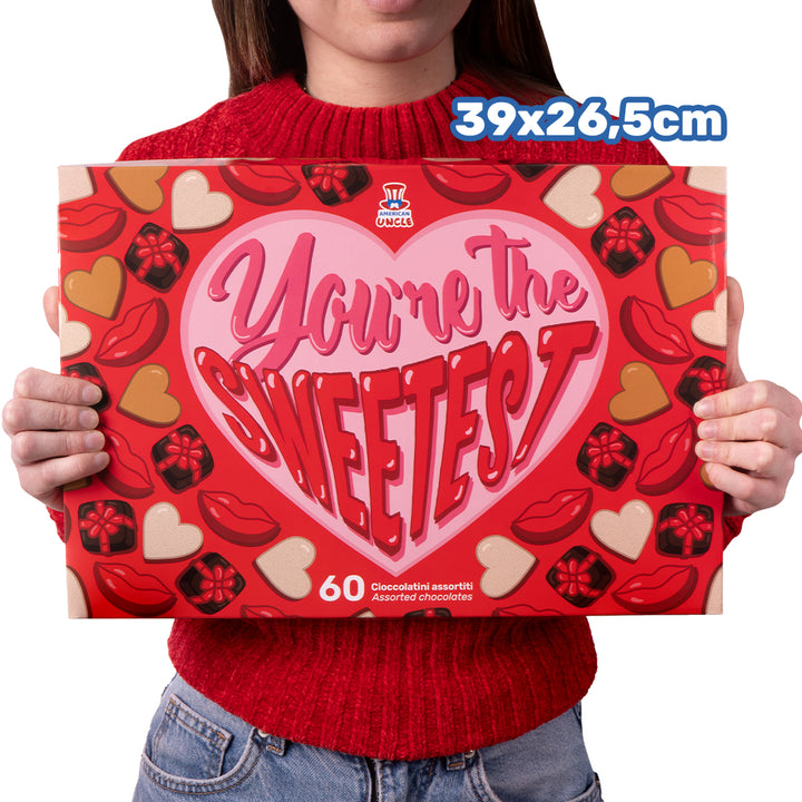 Caja de chocolates “Eres el más dulce”, box de 600 g con 60 chocolates surtidos 