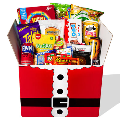 Snack box de al menos 90 productos internacionales: dulce, salado y bebidas 