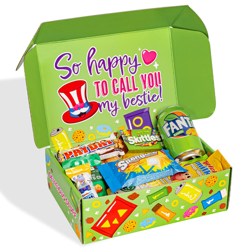 Snack Box Best Friends Forever, caja sorpresa con 20 snacks dulces, salados y bebidas para la mejor amiga