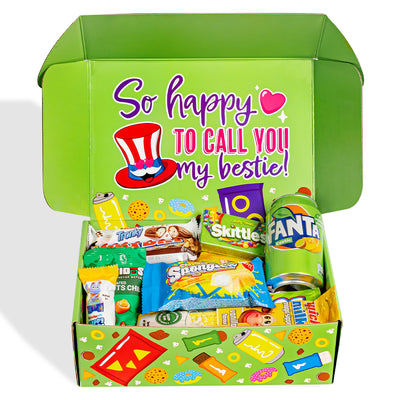 Snack Box Best Friends Forever, caja sorpresa con 20 snacks dulces, salados y bebidas para la mejor amiga