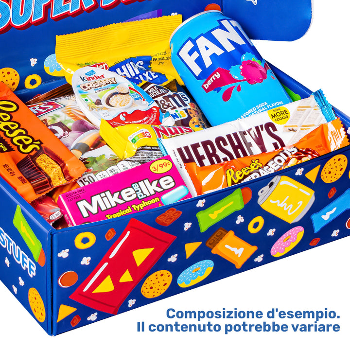Snack Box "Mejor Papá", caja sorpresa de 20 snack dulces, salados y bebidas para papá 