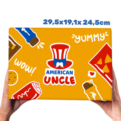 Snack box con al menos 30 productos internacionales: dulces, salados y bebidas.