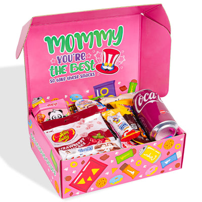 Snack Box Super Mommy, caja sorpresa de 20 snacks dulces, salados y bebidas para mamá.