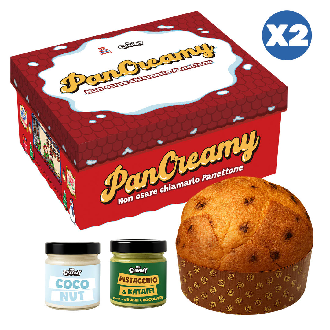 2x PanCreamy Choco Chunky, Panettone artesanal de 900g + Mr.Creamy Coco y Pistacho & Kataifi de 200 g 