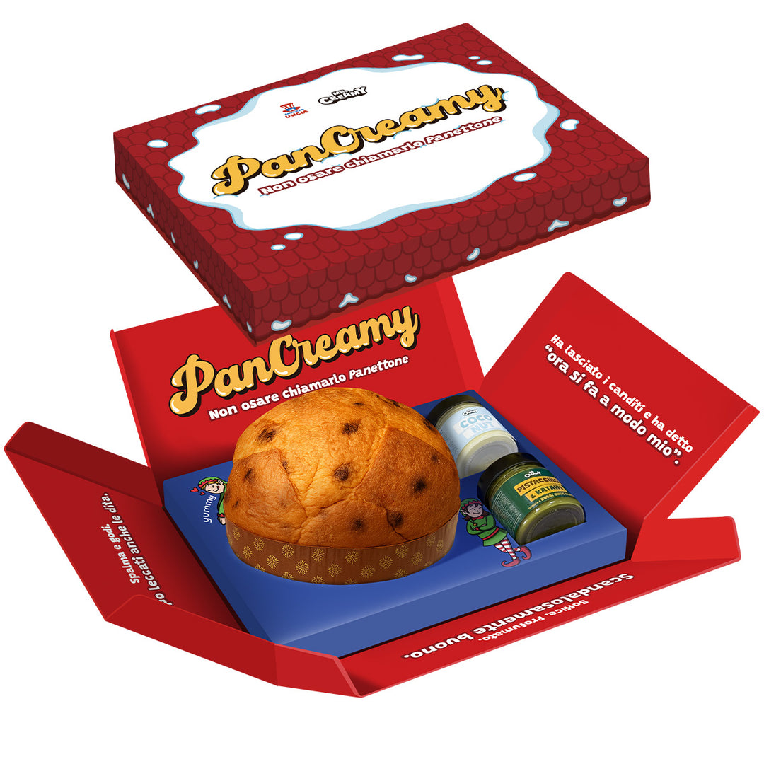 PanCreamy Choco Chunky, Panettone artesanal de 900g + Mr.Creamy Coconut y Pistacho & Kataifi de 200 g 