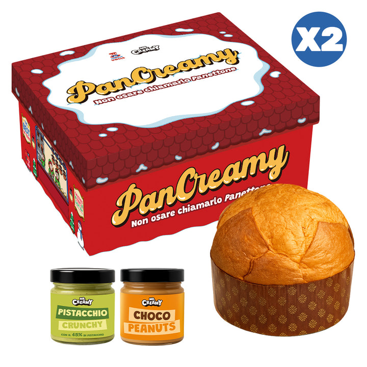 2x PanCreamy Vainilla, Panettone artesanal de 900g + Mr. Creamy Pistacho Crujiente y Choco Cacahuetes de 200 g 
