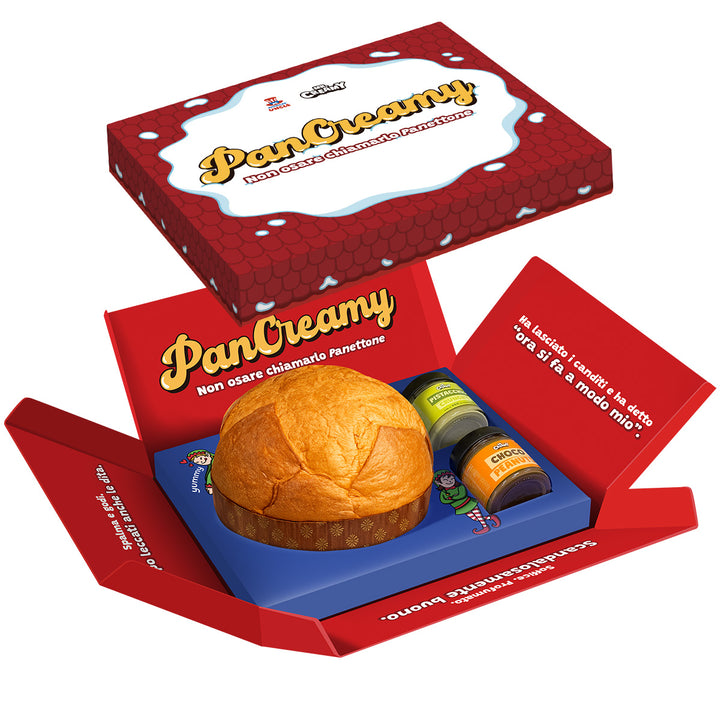 PanCreamy Vainilla, Panettone artesanal de 900g + Mr. Creamy Pistacho Crujiente y Choco Cacahuetes de 200 g 