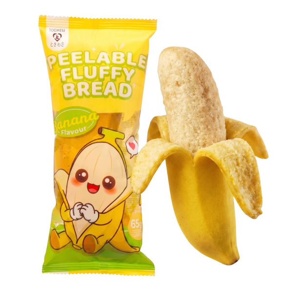 Tokimeki Peelable Fluffy Bread sabor banana, merienda pelable con forma y sabor a banana de 65 g 