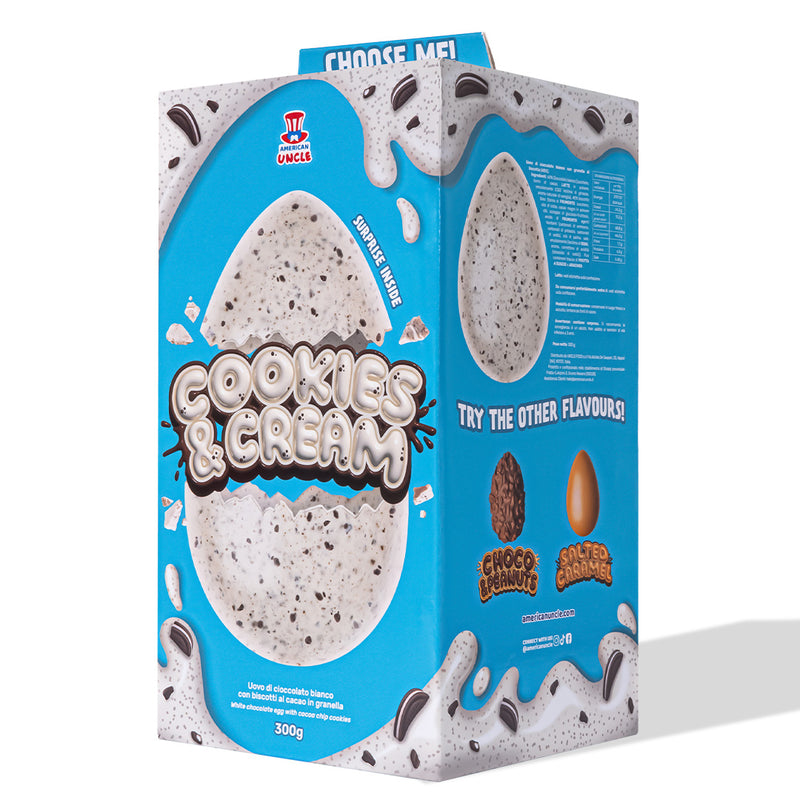 American Uncle Cookies & Cream Easter Egg, huevo de Pascua de chocolate blanco con galleta de cacao en grano de 300g