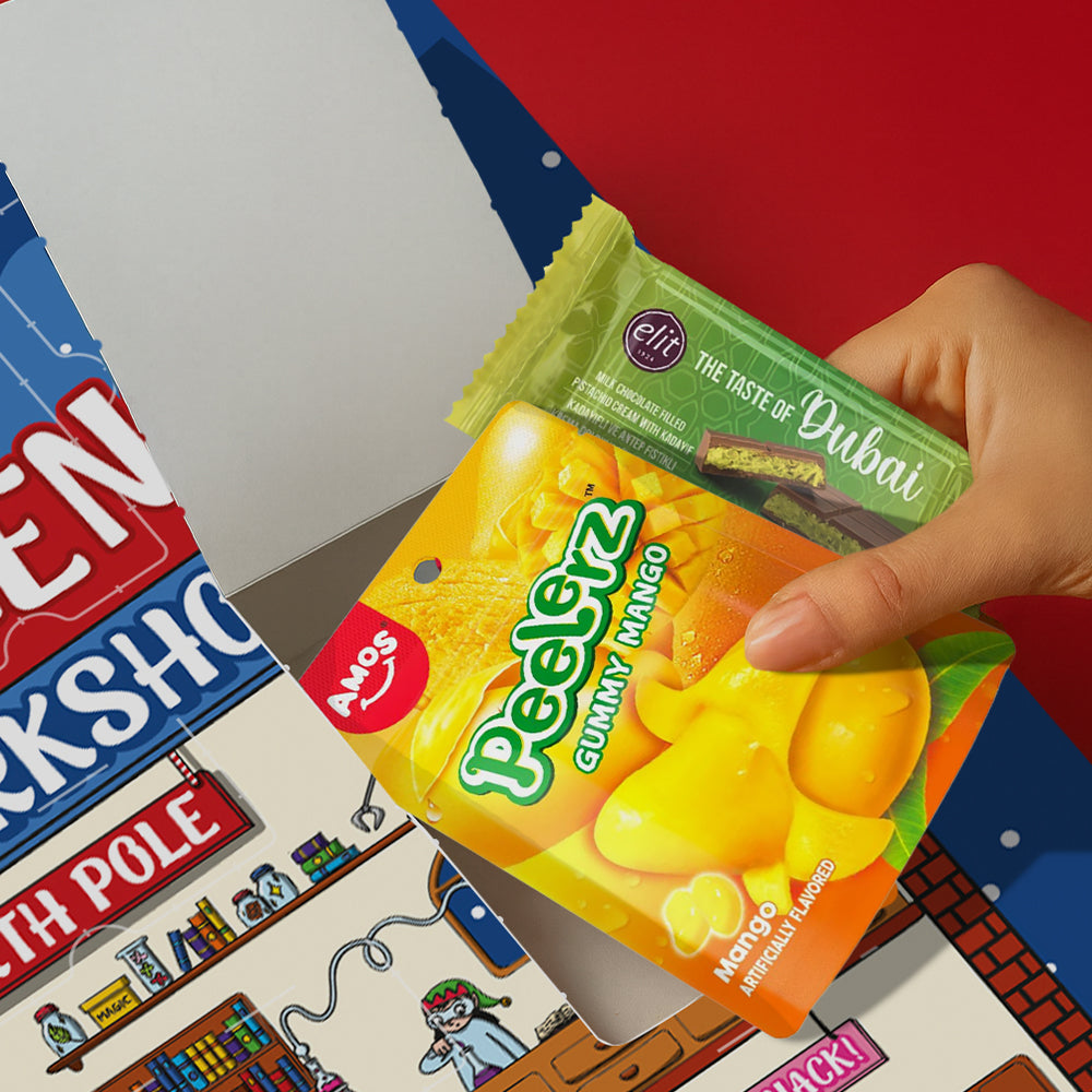 Calendario de Adviento con doble snack en cada casilla 