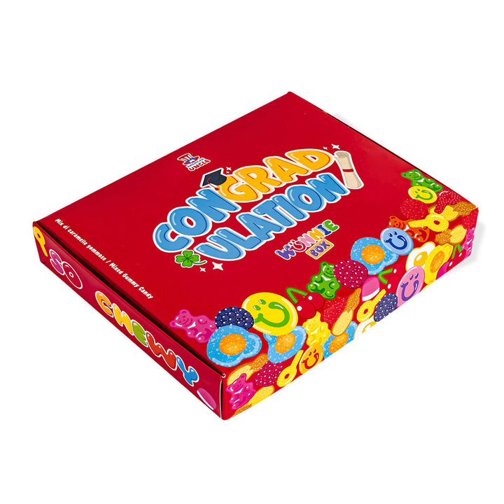 Wunnie box "Congradulation", caja de gominolas para componer con las favoritas del graduado - 1 kg 