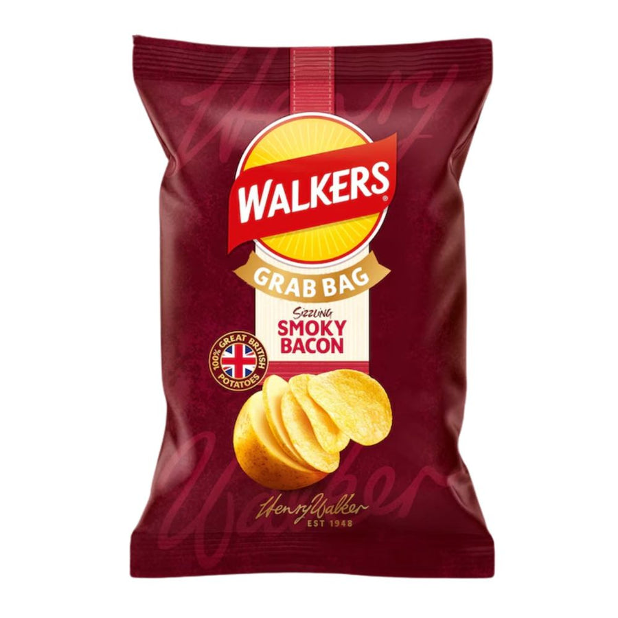 Walkers Sizzling Smoky Bacon, patatine al gusto di bacon da 45g
