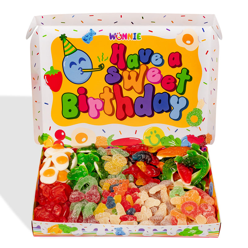 Wunnie box “Feliz Cumpleaños”, la Candy box para componer con las gominolas favoritas del cumpleañero - 1 kg 