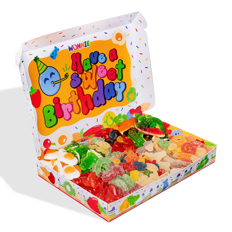Wunnie box “Feliz Cumpleaños”, la Candy box para componer con las gominolas favoritas del cumpleañero - 1 kg 