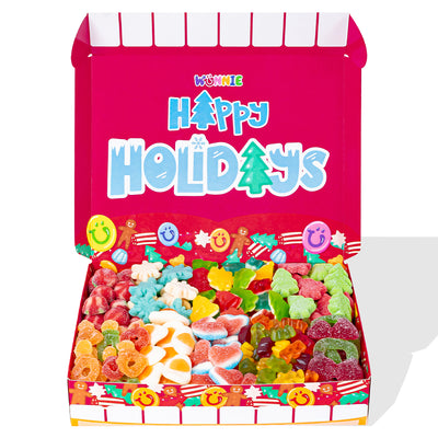 3x Wunnie box “Happy Holidays”, 3 cajas de caramelos de goma para componer con tus sabores favoritos