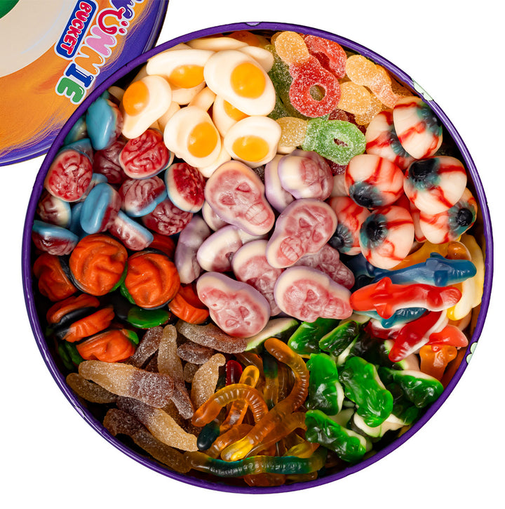 Wunnie Bucket "Feliz Halloween", lata de caramelos de goma para componer con tus gustos favoritos 
