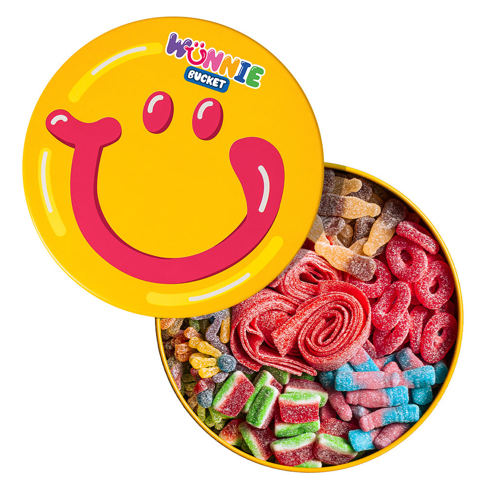 Wunnie Bucket fizzy mix con foco en caramelos gomosos azucarados