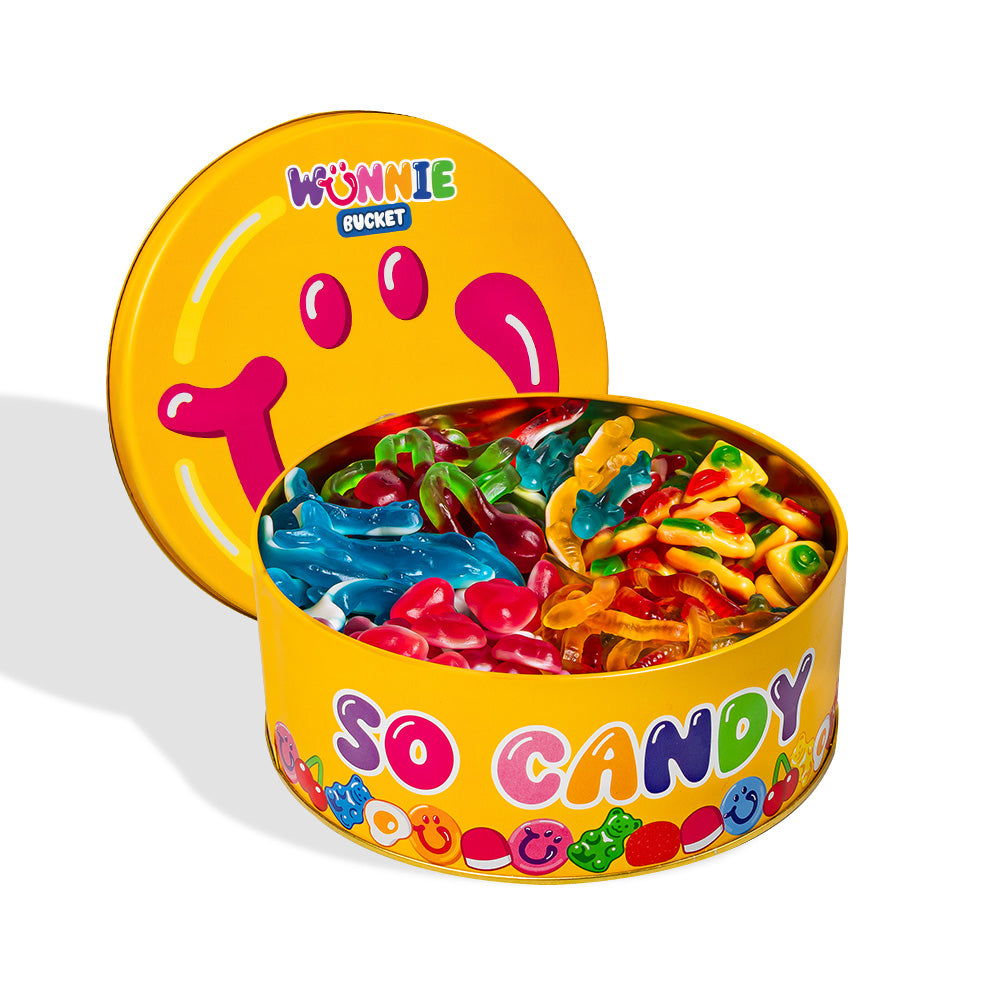 Wunnie Bucket mezcla de jelly: lata de caramelos gomosos lisos