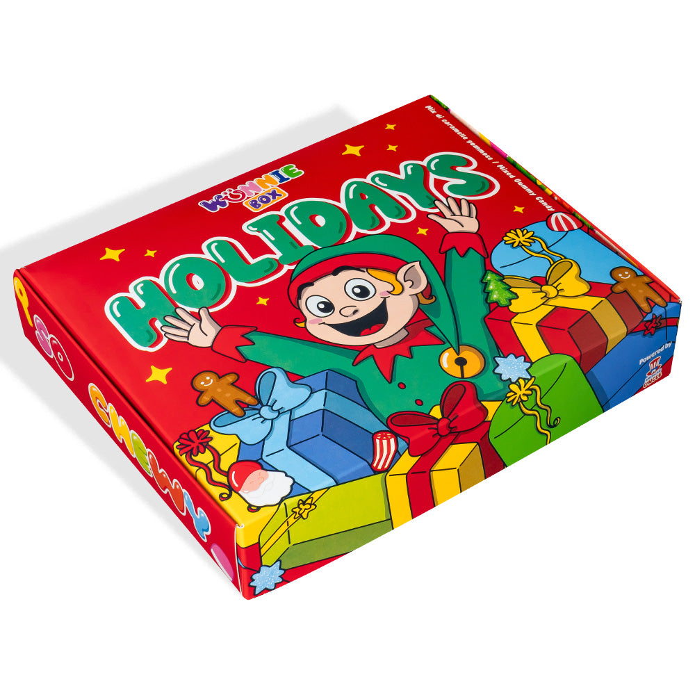 3x Wunnie box “Felices Fiestas”, 3 cajas de caramelos de goma para componer con tus sabores favoritos 