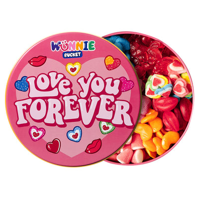 Wunnie Bucket “Love You Forever”, lata de caramelos gomosos de 2kg para componer con los sabores preferidos de tu pareja 