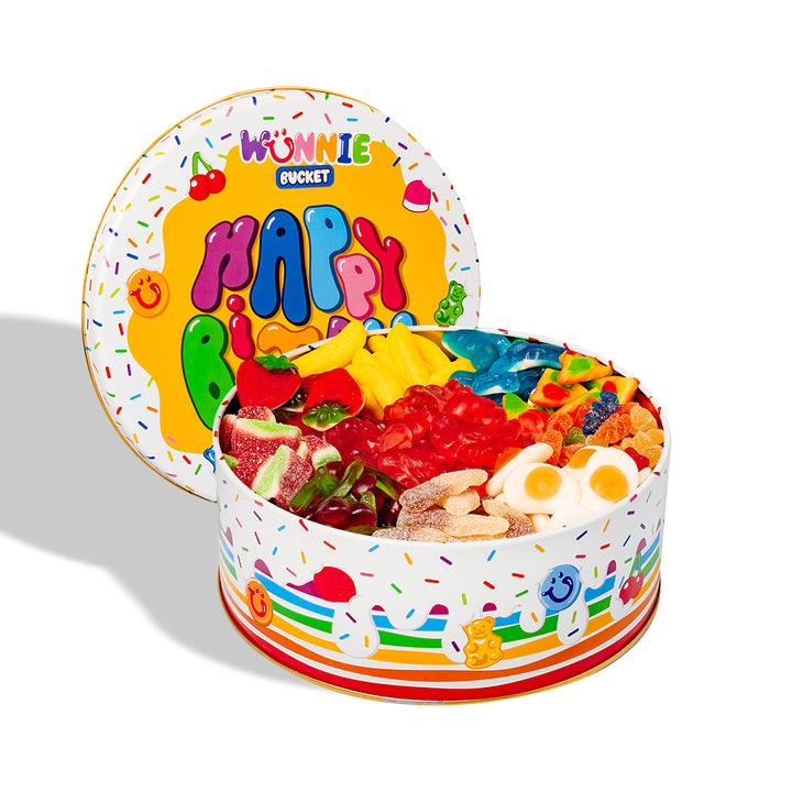 Wunnie Bucket compleanno, latta di caramelle gommose con fino a 2 kg 