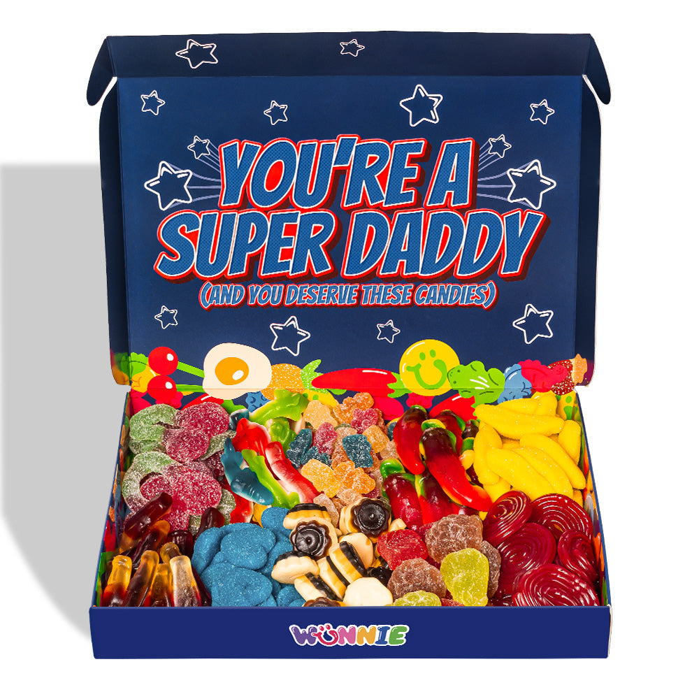 Wunnie box per il papà "you are a super daddy" con sfondo blu